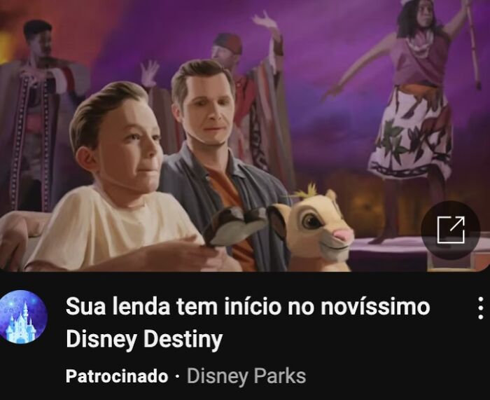 A creepy AI-generated image of a child and adult looking at a Lion King toy, a design fail making people uncomfortable.