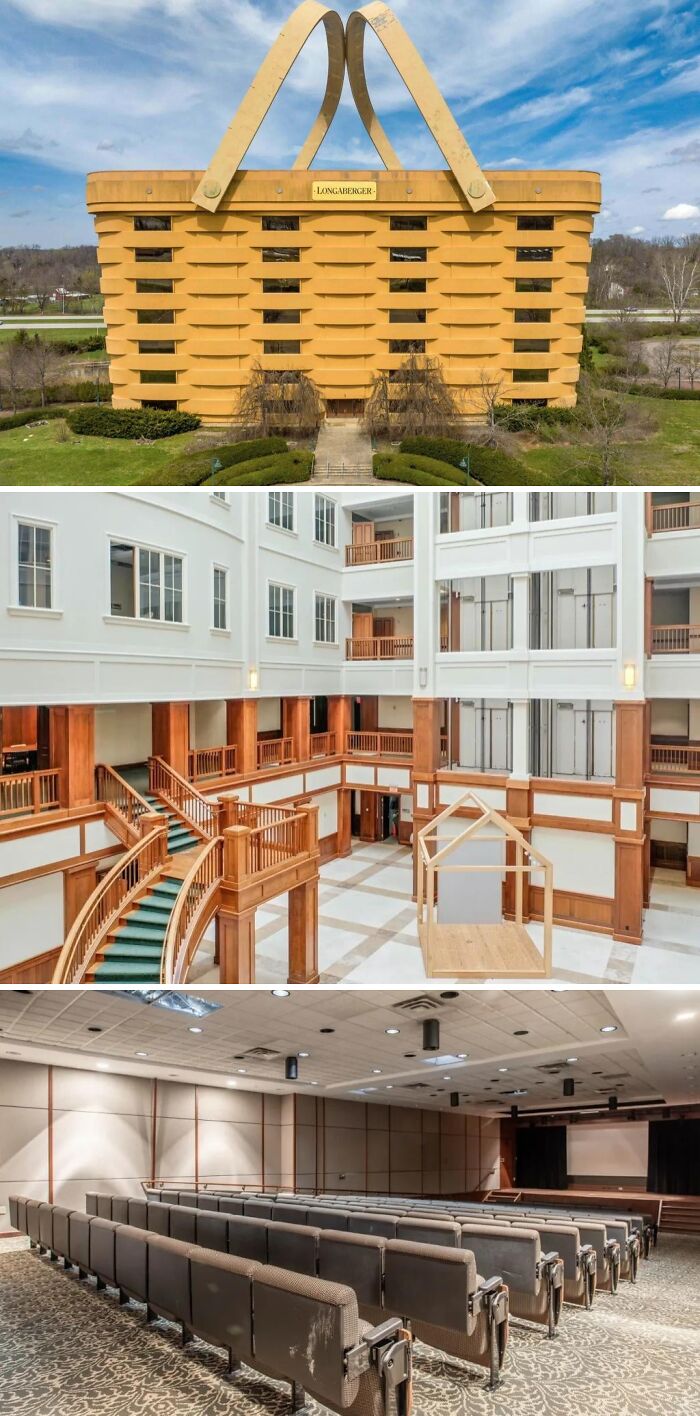 The Longaberger Basket Building, an unusual home, with a unique basket shape, and spacious interiors.