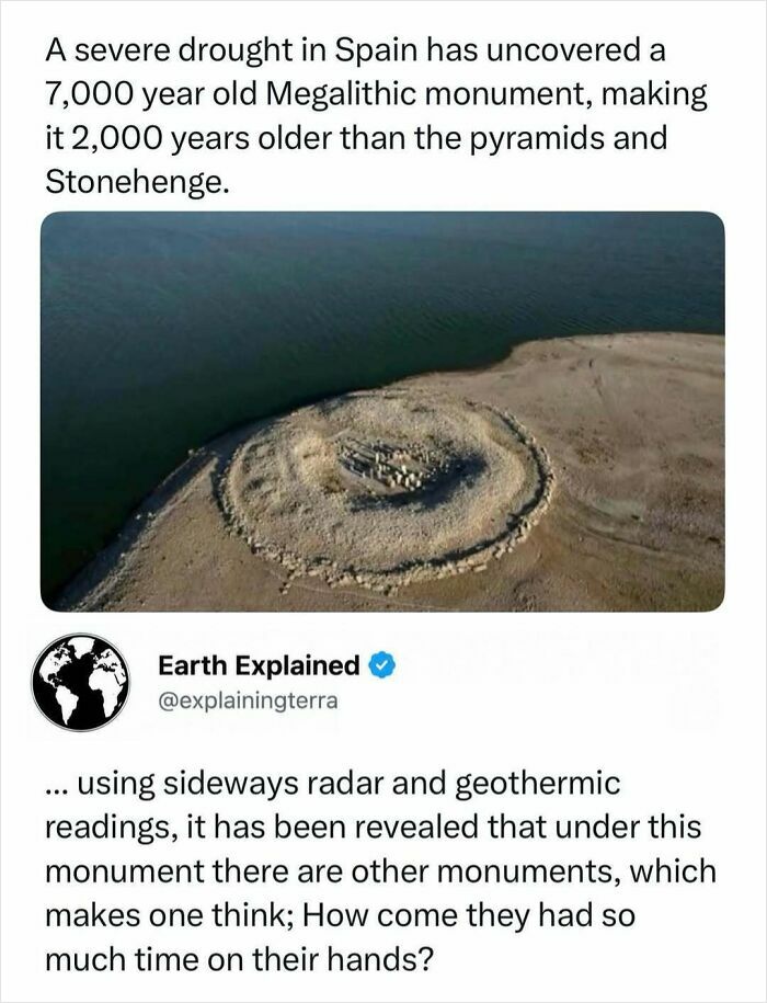 Interesting facts: A 7,000-year-old Megalithic monument revealed by drought in Spain, older than pyramids.