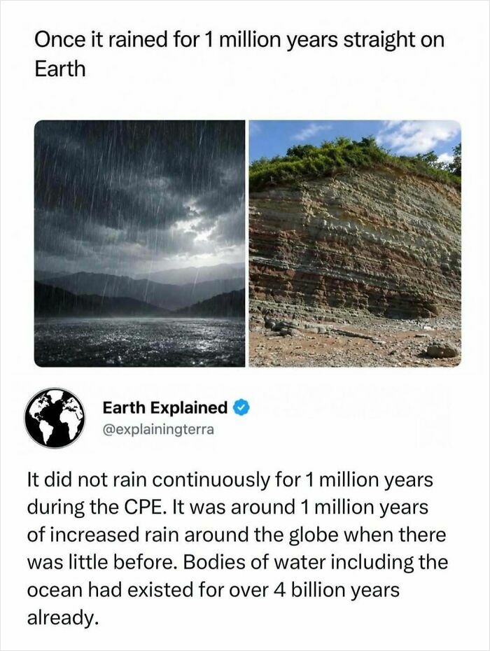Image depicting Earth's ancient rain history, an interesting fact about our planet for learning.