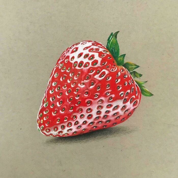 A detailed drawing of a strawberry, an amazing handmade project, showcasing artistic talent.