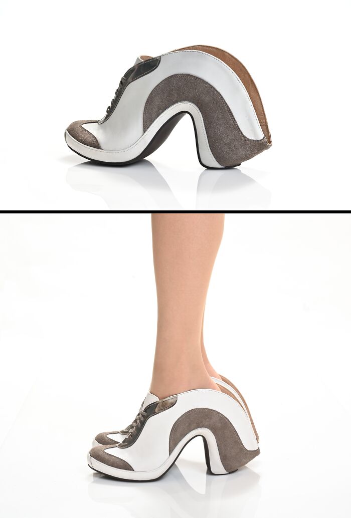 Creative and imaginative white and brown uniquely designed shoes by Kobi Levi.