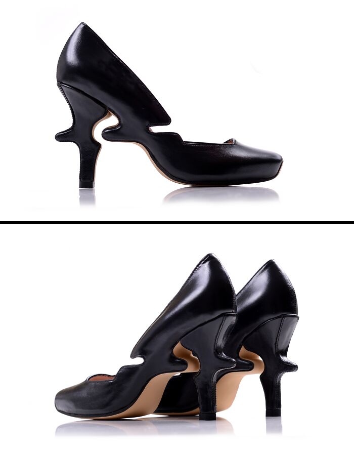 Creative and imaginative black high-heeled shoes by Kobi Levi.