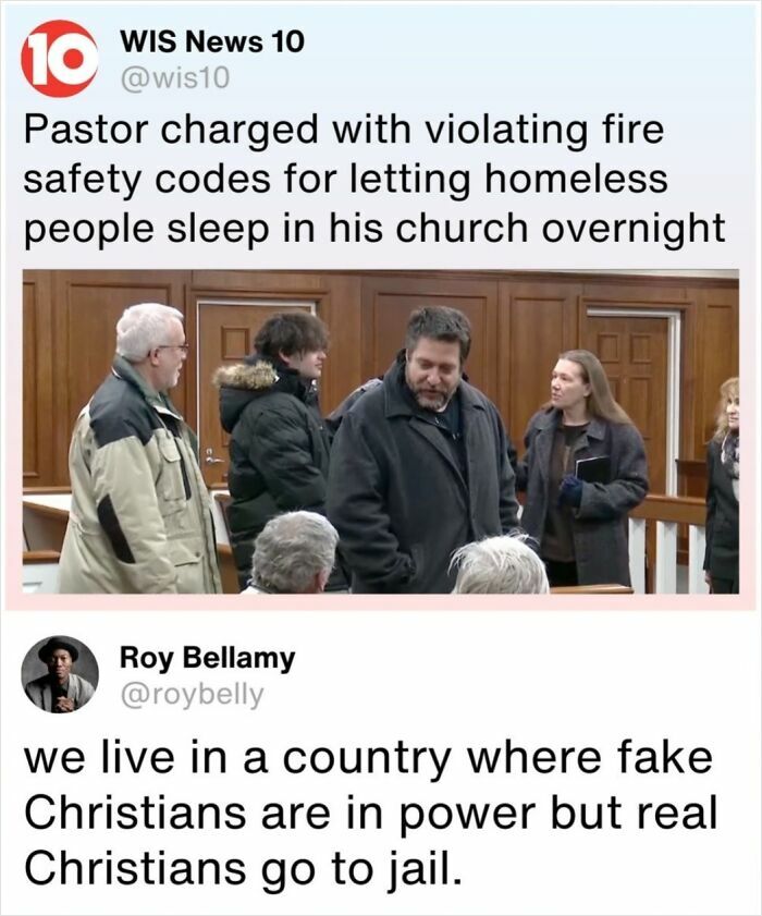 A hilariously savage burn on X (formerly Twitter) contrasting fake and real Christians in the justice system.