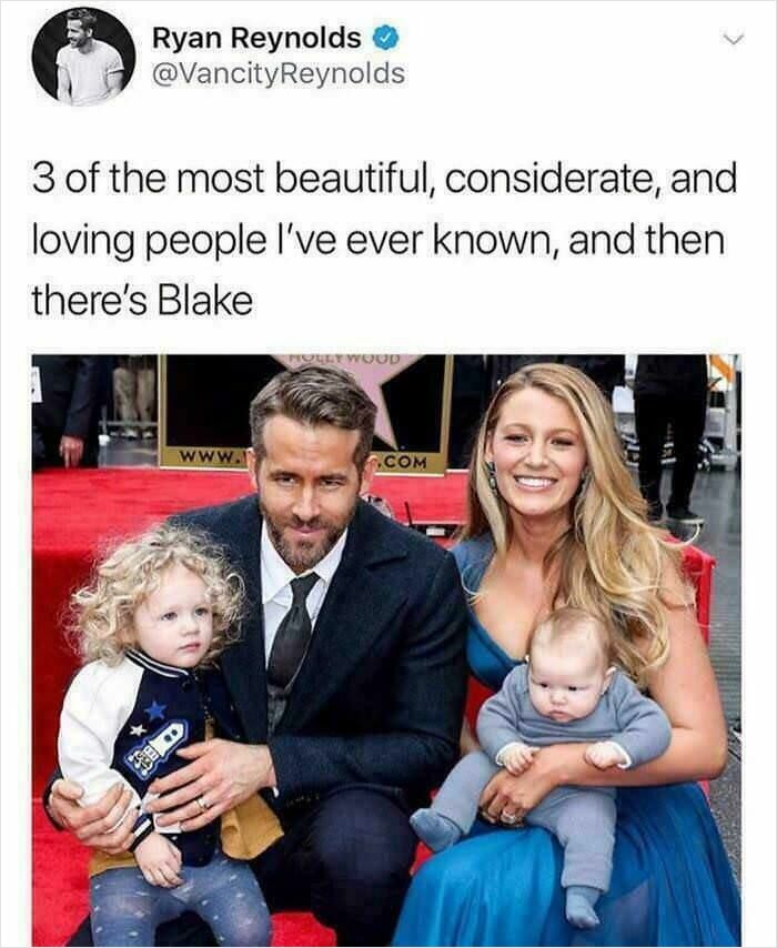 Ryan Reynolds with Blake Lively and their children, a post that aged way better than predicted.