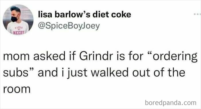 A text meme about Grindr, sharing a funny fever dream meme moment.