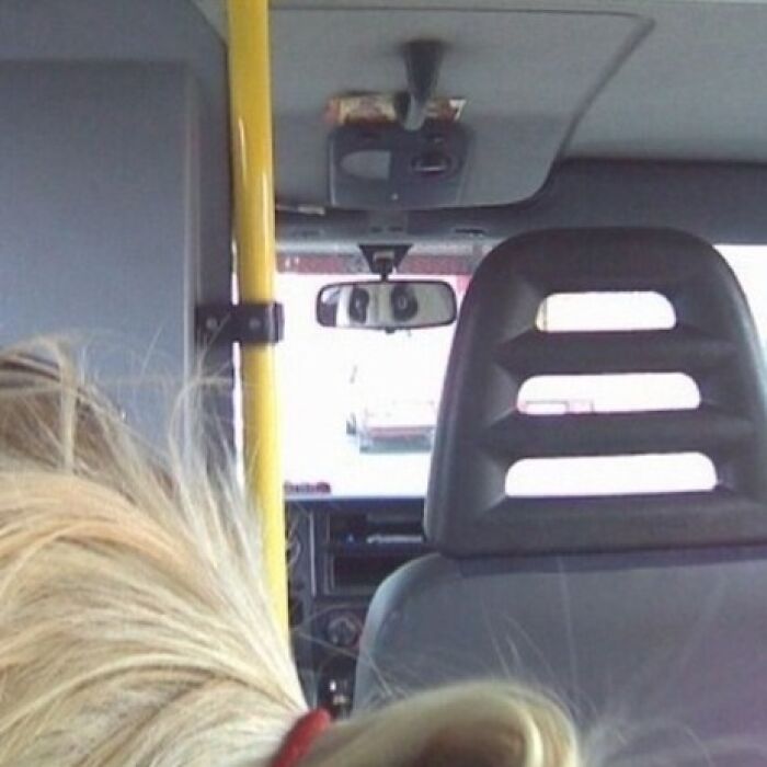 A view from inside a vehicle, revealing a surprising detail in a when you see it picture.