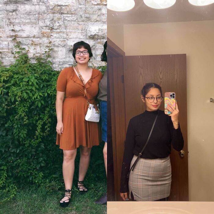 A before-and-after photo of a woman's transformation, leaving everyone speechless at reunions.
