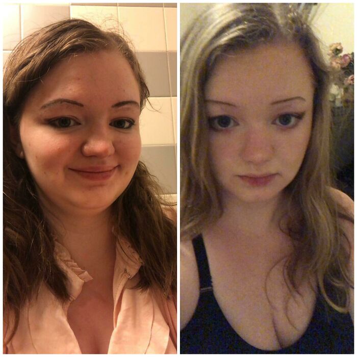 People left speechless at reunions: A woman's before and after transformation, showcasing a stunning change.