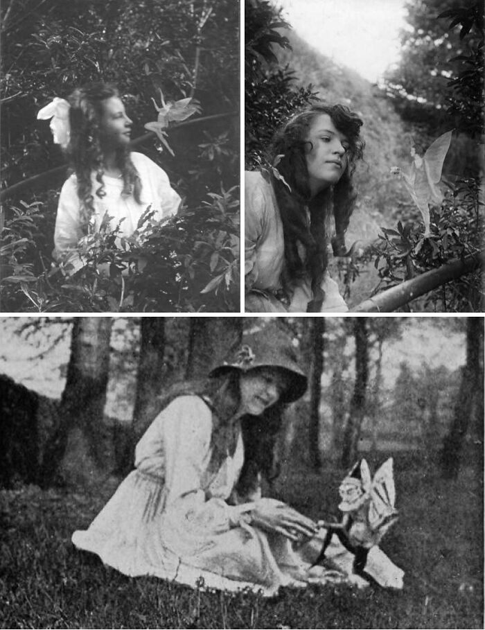 Three separate images of young girls with fairies in historical photos that feel almost impossible to explain.