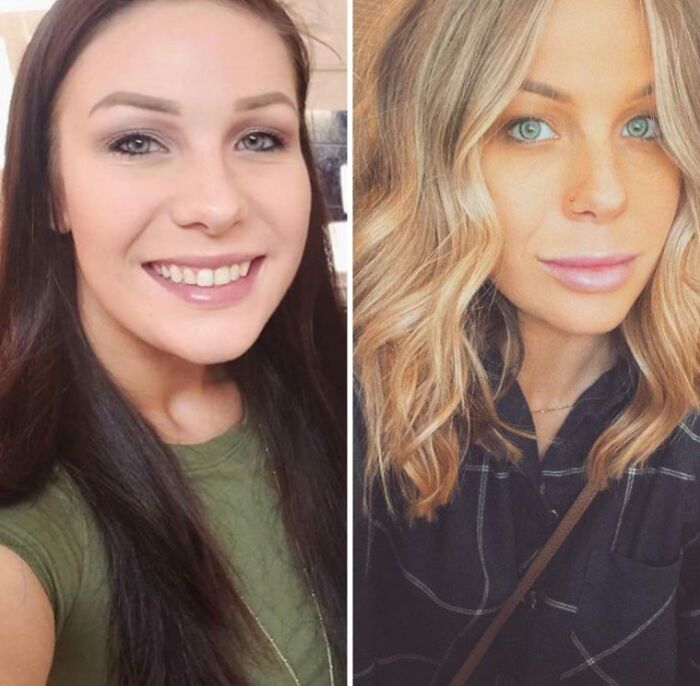 A split image of a woman before and after a glow-up, leaving people speechless at reunions.