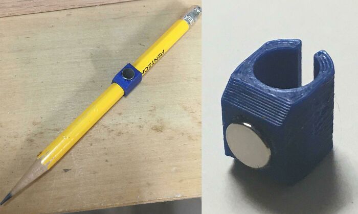 A functional 3D printed magnetic pencil holder, showcasing how 3D prints can make everyday life much easier.