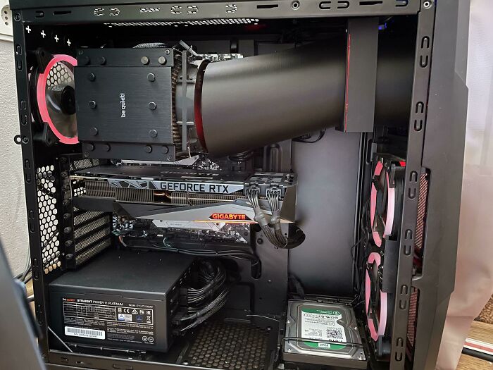 A custom functional 3D print for a PC case, showcasing improved airflow and organization for everyday life.