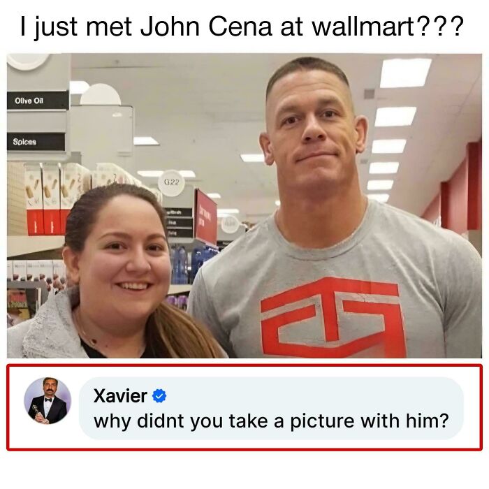 Xavier's savage response to a person claiming to meet John Cena, with Cena standing right there.