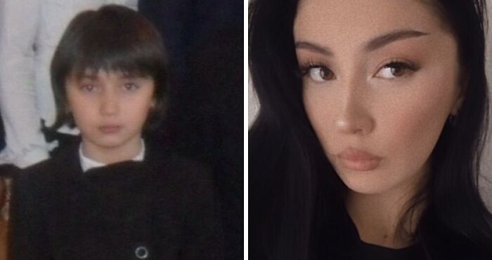 Before and after transformation of an ugly duckling into a self-loving person.