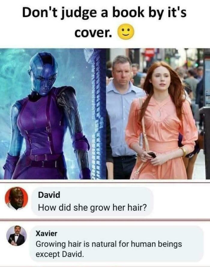 Xavier with a savage response to internet nonsense about Nebula's hair.