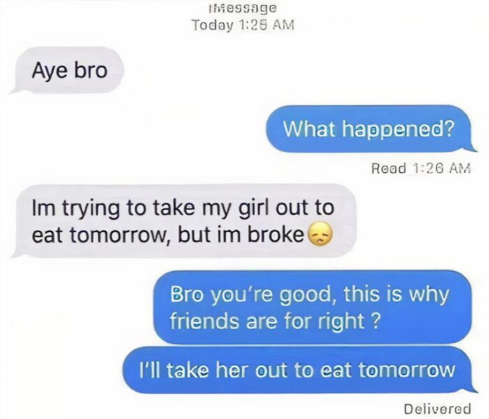 A blursed meme showing a text message conversation about friends and money, creating blursed laughter.