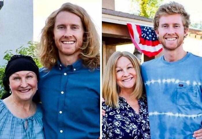 A split image showing a man and an older woman, before and after a significant change, offering soul-healing posts.
