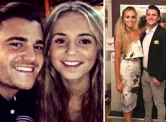 A split image shows a smiling couple, a man and a woman, side-by-side and then standing together, soul-healing.