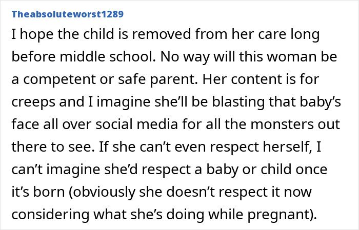 Comments on Bonnie Blue baby shower parenting concerns and social media drama