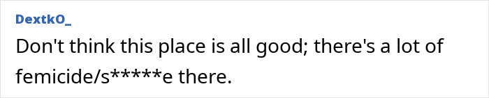 Screenshot of a comment exposing the dark side of Japan, mentioning femicide.