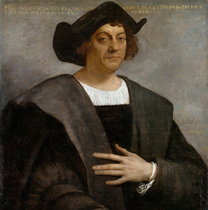 Painting of explorer Christopher Columbus as a romanticized historical figure