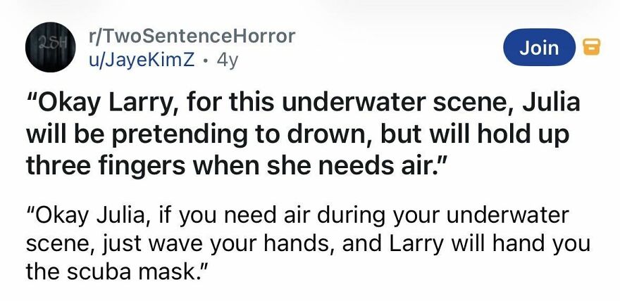 Short spine-chilling story about an underwater scene and a secret air signal