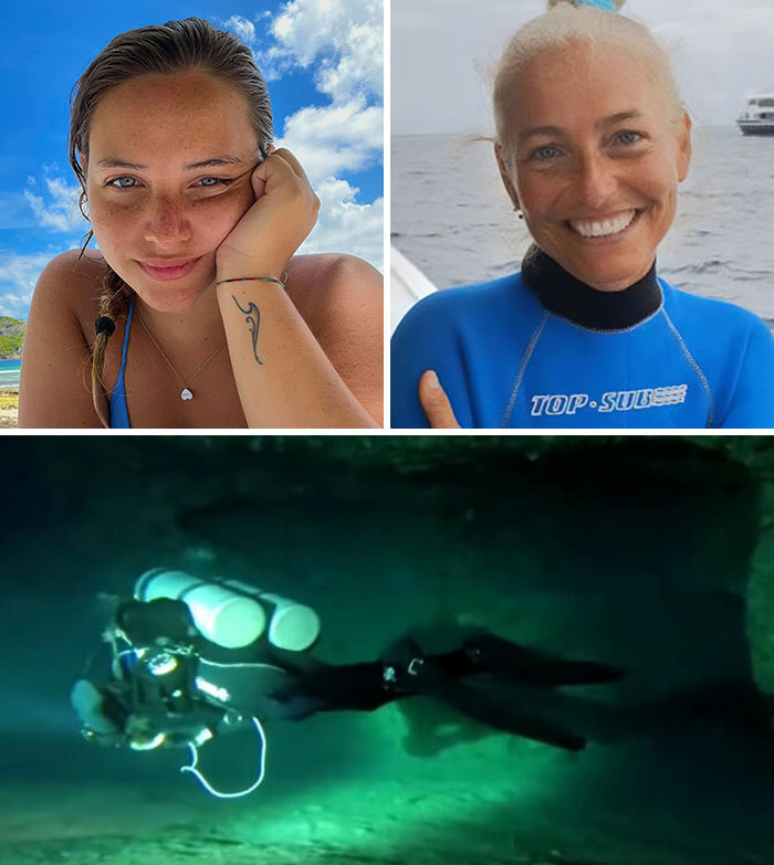 Three images showing faces of two women and a diver underwater, illustrating rookie mistakes that transformed into tragedies.