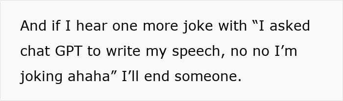 Wedding speech joke about using chat GPT to write speech Wedding speech joke about using chat GPT to write speech