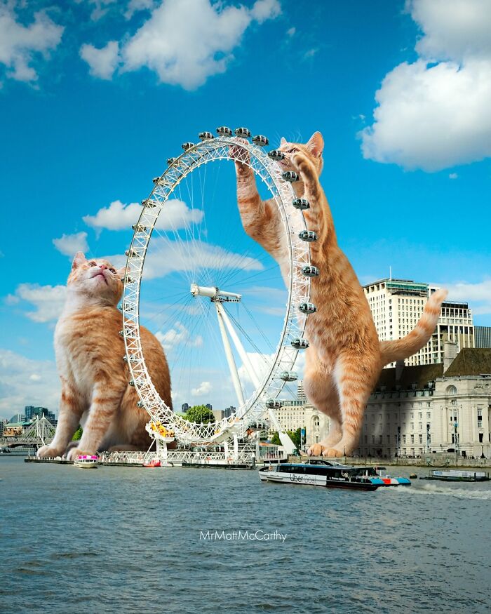 This Artist Imagines A World Where Giant Cats Rule Everything, And Here Are His 30 Newest Surreal Creations