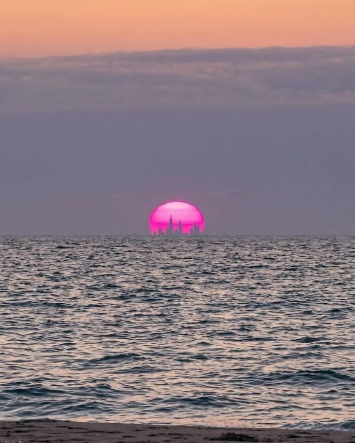 You Can See The Chicago Skyline From Indiana Dunes At Sunset On Clear Days