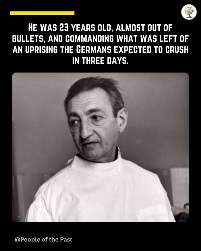 A black and white historical post of a man, 23, commanding an uprising, a dramatic historical post.
