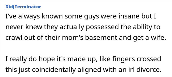 Comment on men and insanity in breastfeeding divorce outrage story Comment on men and insanity in breastfeeding divorce outrage story