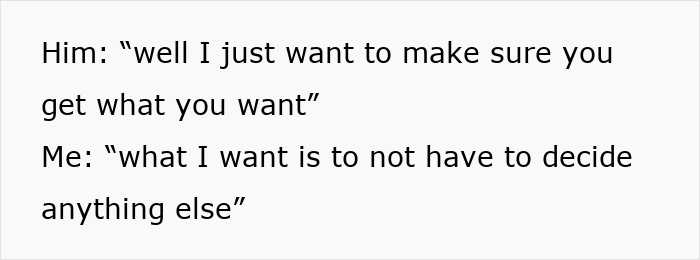 Text about wife wanting not to decide anything else in relationship promises
