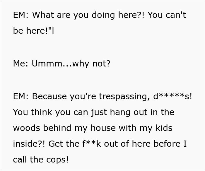 Entitled mom's angry words about trespassing, calling the cops for a reality check. Entitled mom's angry words about trespassing, calling the cops for a reality check.