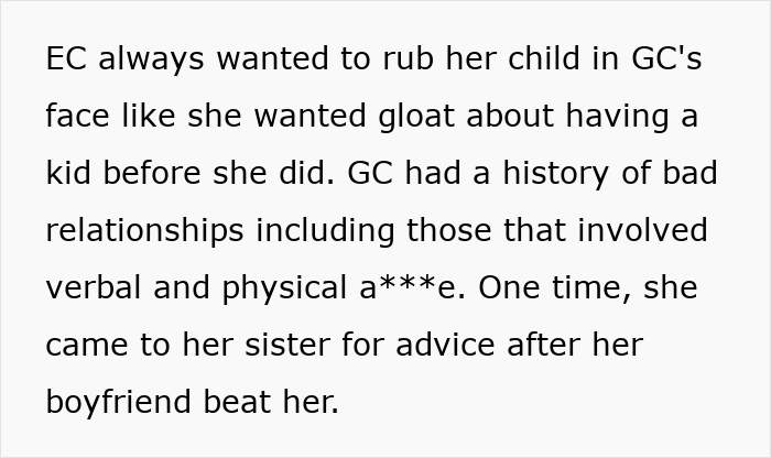 Entitled woman tells sister her wedding is ruining her vacation. Screenshot of text about past a*****e relationships.