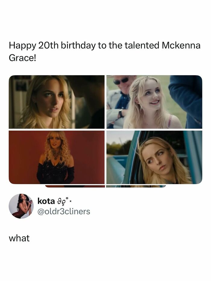 A collage of Mckenna Grace in various pop culture roles, highlighting her talent and good vibes.