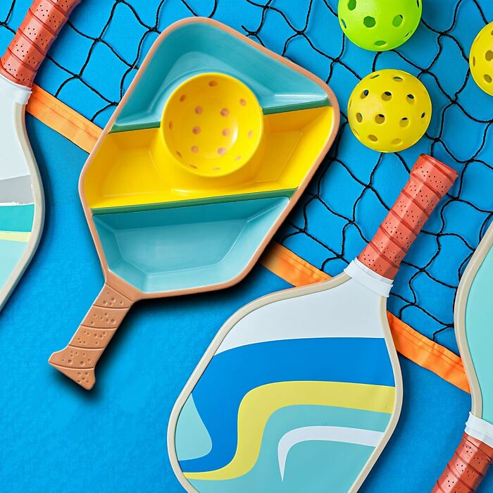 Bright pickleball paddles and balls with colorful design for father's day gifts