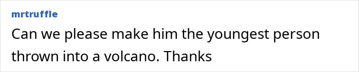 Comment about youngest person thrown into a volcano related to Australia's youngest offender