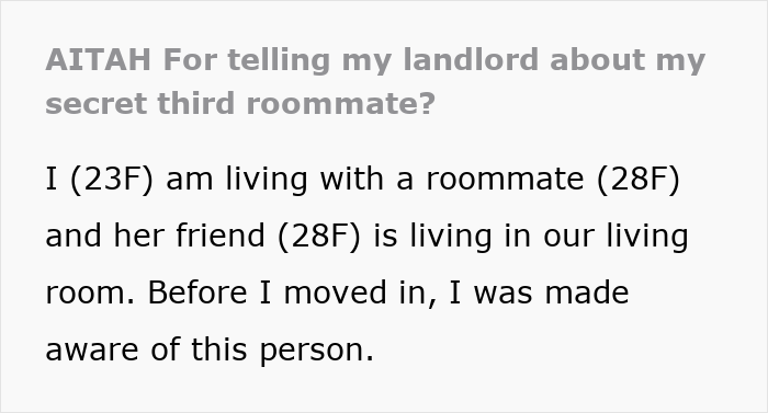 23YO Outs "Secret Roomie" To Landlord As She Has Been Squatting For Months Without Paying Rent