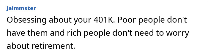 Middle-class people obsessing about their 401K. Ignorant things middle-class people say.