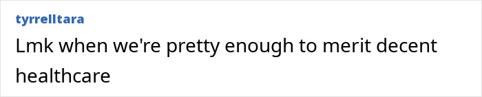 Comment about beauty standards and healthcare merit Comment about beauty standards and healthcare merit