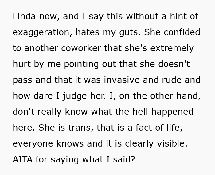 Trans Woman Mad At Coworker Who "Clocked" Her Identity, Which She Thought Was A Secret All Along