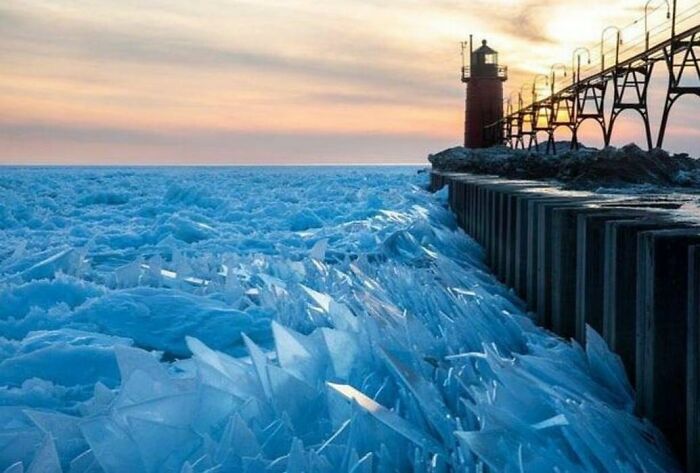 Ice Waves In Lake Michigan