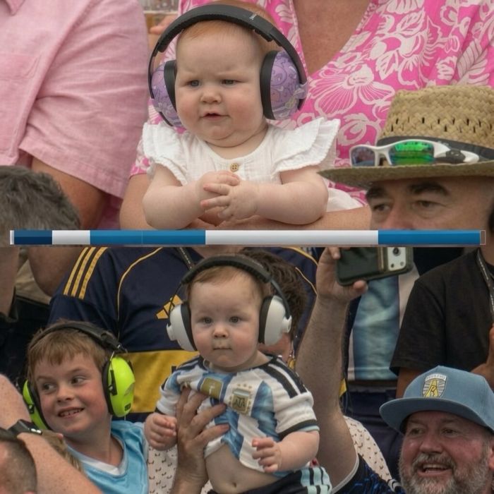 Babies with ear muffs at World Cup; an alert was sent by doctors regarding babies at the World Cup.