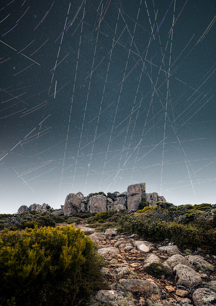 David Nolan, Satellite Trails Over Hobart Skies