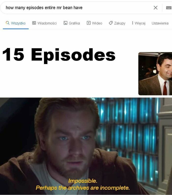 Humorous Mr Bean meme questioning number of episodes