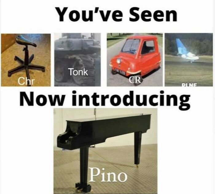 Humorous silly meme introducing piano as Pino joke