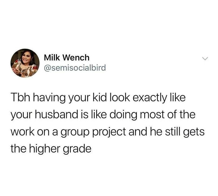 Funny husband meme about kids looking like their dad in group project