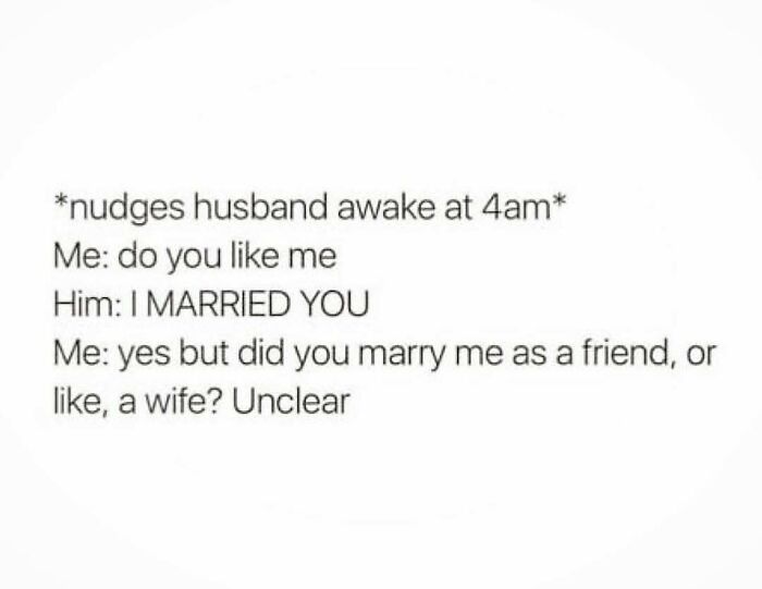 Funny husband and wife meme about marriage and liking each other